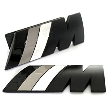 Black BMW M Logo - CAR FASHION** BMW M SPORT BLACK Grill + Rear Badge Set Emblem Badge