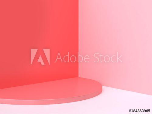 White with Red Curve Logo - abstract pink red curve floor white geometric wall corner background ...