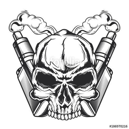 Skull Vape Logo - Emblem design with illustration of skull, steam and electronic ...