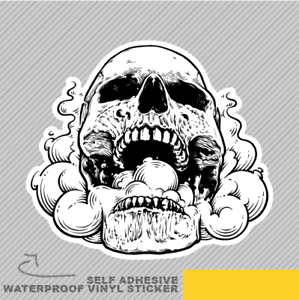 Skull Vape Logo - Smoking Skull Art Tattoo Style Vape Vinyl Sticker Decal Window Car