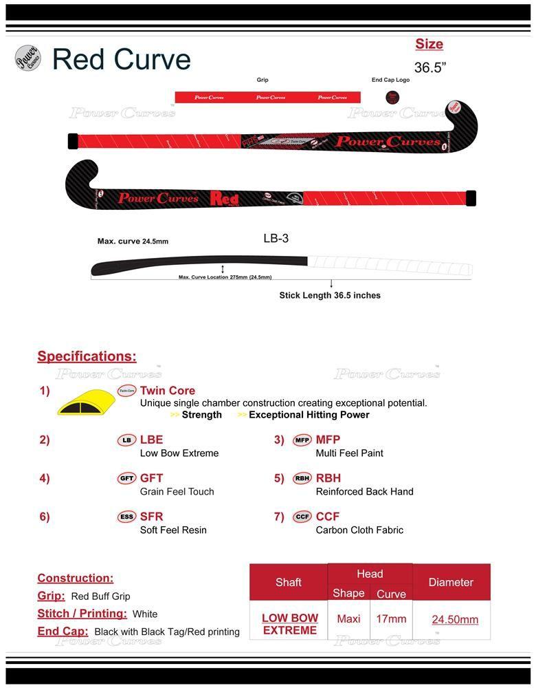 White with Red Curve Logo - Field Hockey Stick Red Curve 90% Composite Carbon 10% Fiber Glass