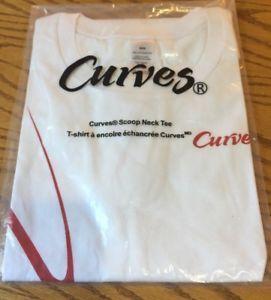 White with Red Curve Logo - Curves Scoop Neck White Cotton Tee Medium Size with Red Logo NEW ...