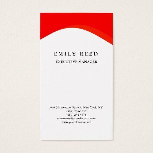 White with Red Curve Logo - White red curve modern professional minimalist business card ...