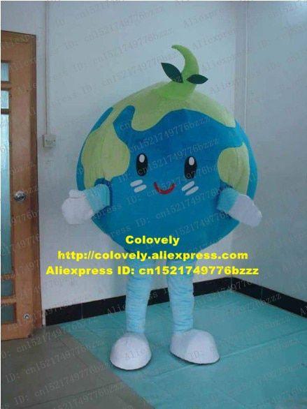 White with Red Curve Logo - Friendly Blue Earth Mascot Costume Mascota Fancy Dress With Red