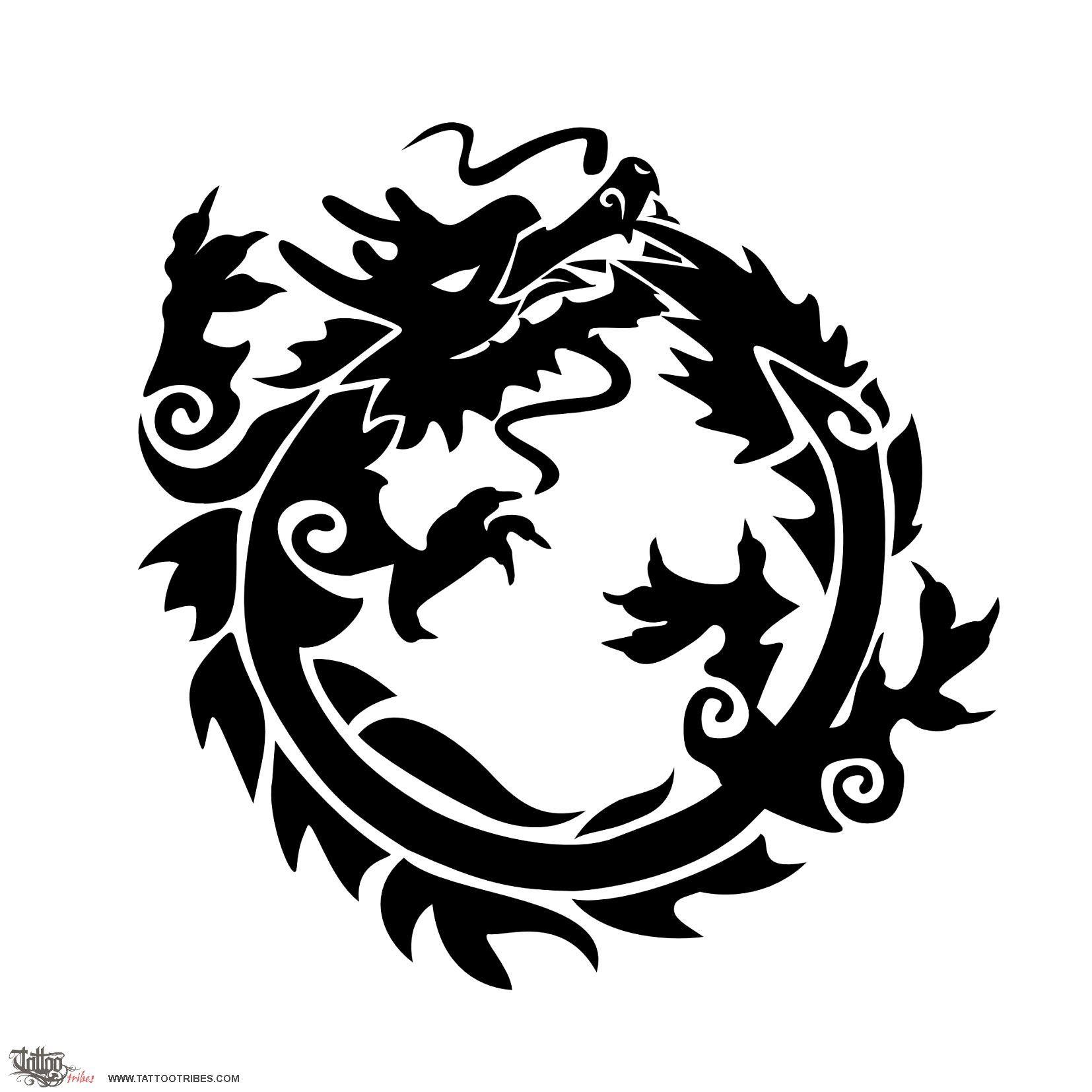 A Dragon in Circle Logo - Tattoo of Feng Shui dragon, Prosperity, energy tattoo - custom ...