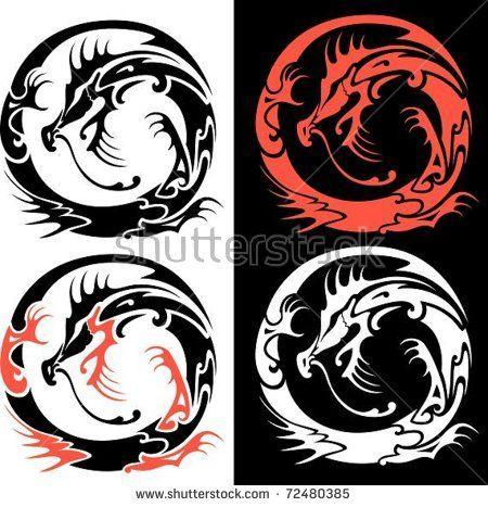 A Dragon in Circle Logo - Tribal Dragon. The vector illustration of a tribal dragon's symbol ...