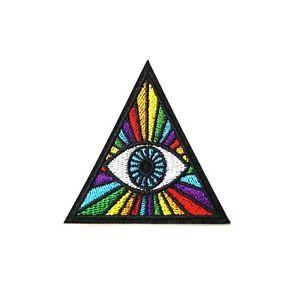 Triangle Rainbow Logo - Rainbow Triangle Evil Eye, Illuminati Embroidered Patch Iron-On/Sew ...