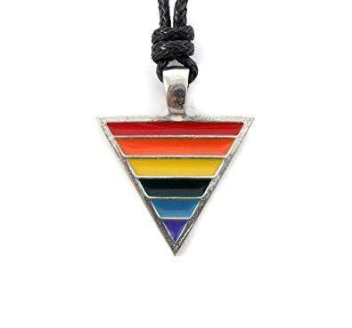 Triangle Rainbow Logo - Urban HQ Pewter Gay Lesbian Inverted Triangle Rainbow Pride Pendant ...