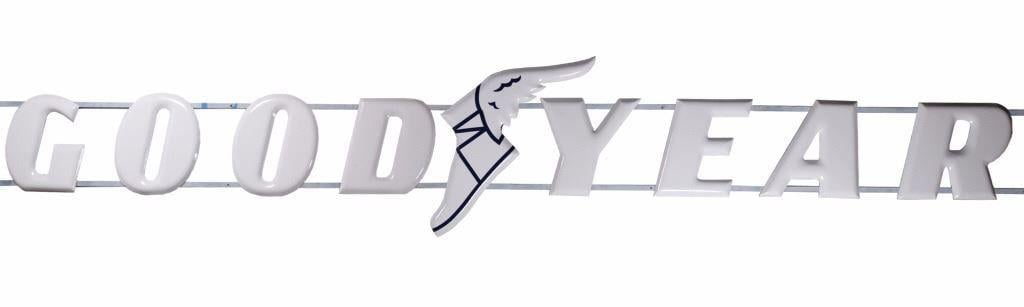 Flying Foot Logo - Goodyear Letter Flying Foot Porcelain Sign
