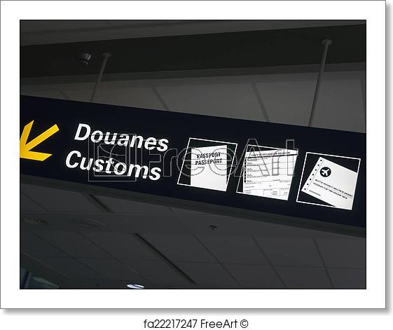 Airport Customs Logo - Free art print of Airport Customs sign. Bilingual customs