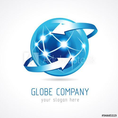 Global Business Logo - Globe company logo connecting. Template for the company's logo on ...