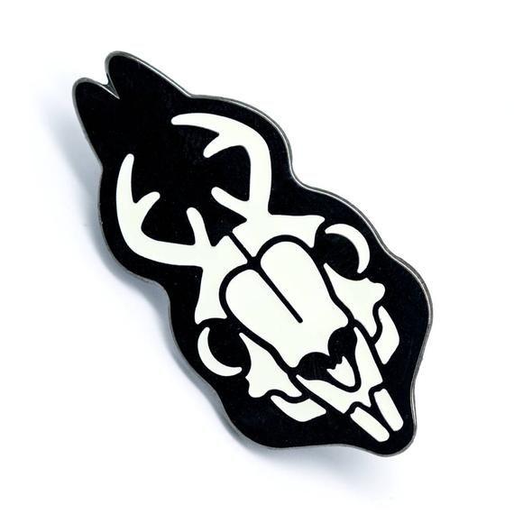 Jackalope Skull Logo - Jackalope Skull Hard Enamel Pin Glow in the dark