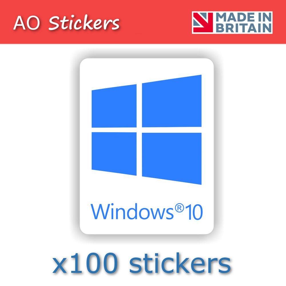 Windows Blue Logo - 100 x windows 10 BLUE logo vinyl label sticker for laptop PC repair ...