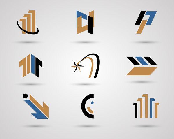Brown and Blue Logo - Logo sets design with blue brown and black Free vector in Adobe ...