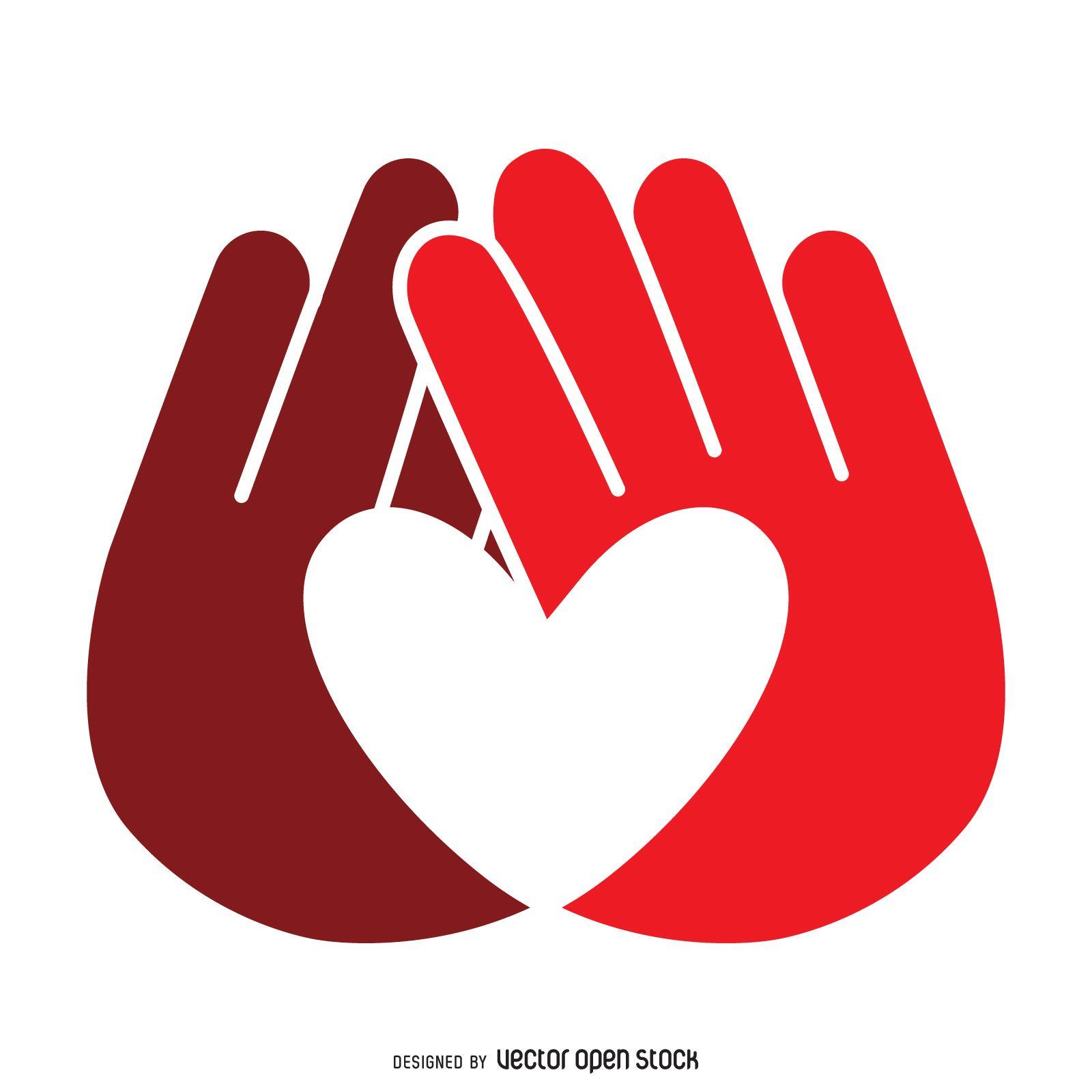 Two Red Hands Logo - Logo template design featuring two hands that together make a heart