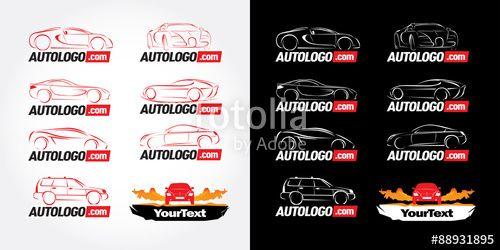 Car Outline Logo - Car logotypes service and repair, vector set. Car logo