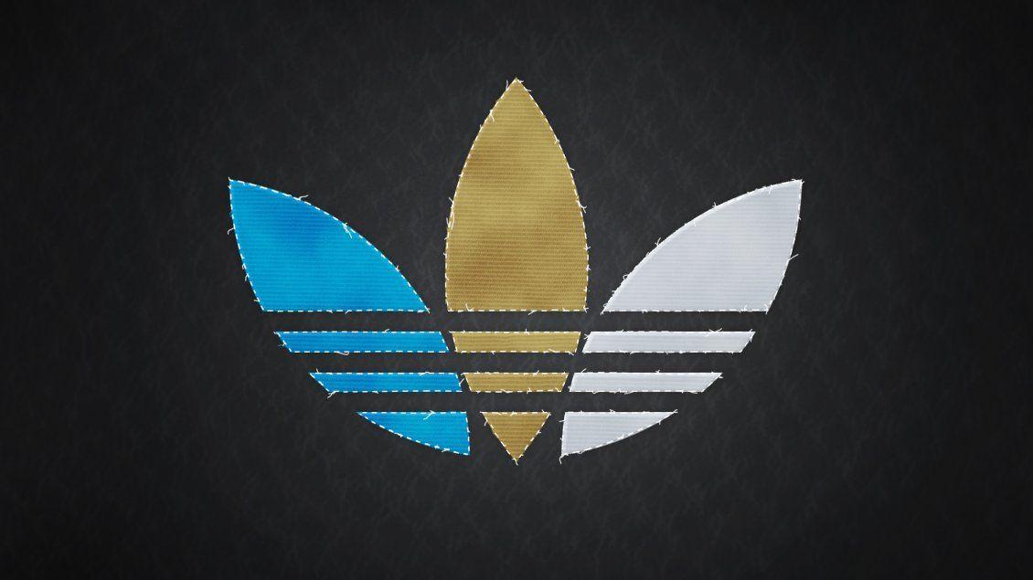 Brown and Blue Logo - Adidas logo in three colors: white, blue and brown