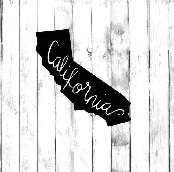 Cursive California Logo - California State Silhouette with Cursive Text Di Cut Decal | Etsy