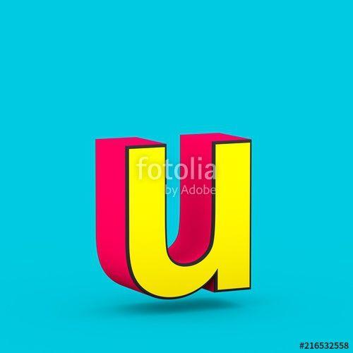 Blue Square with Yellow U Logo - Superhero red and yellow letter U lowercase isolated on blue