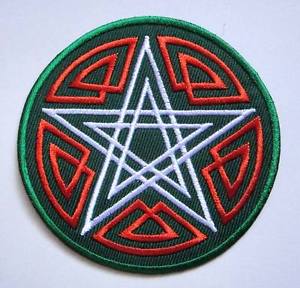 Star in Circle Logo - Double Pentagram Star Magic Circle Round Embroidered Iron on Patch