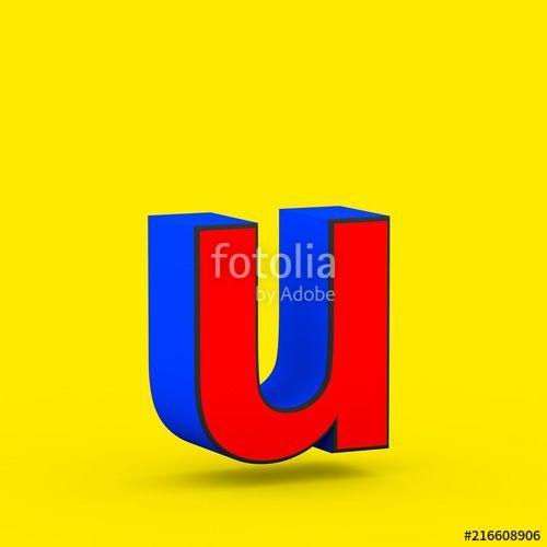 Blue Square with Yellow U Logo - Red and blue superhero letter U lowercase isolated on yellow ...