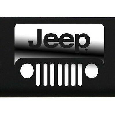 Black Jeep Logo - LASER ENGRAVED JEEP Logo Mirror Matte Black License Plate Frame ...