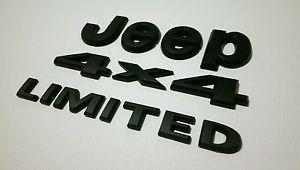 Black Jeep Logo - SET MATT BLACK JEEP BLACKOUT LOGO LETTERING BADGES ...