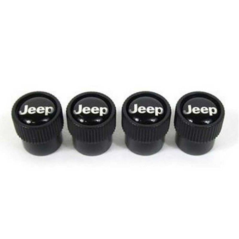 Black Jeep Logo - Mopar Valve Stem Caps, Black, Jeep Logo