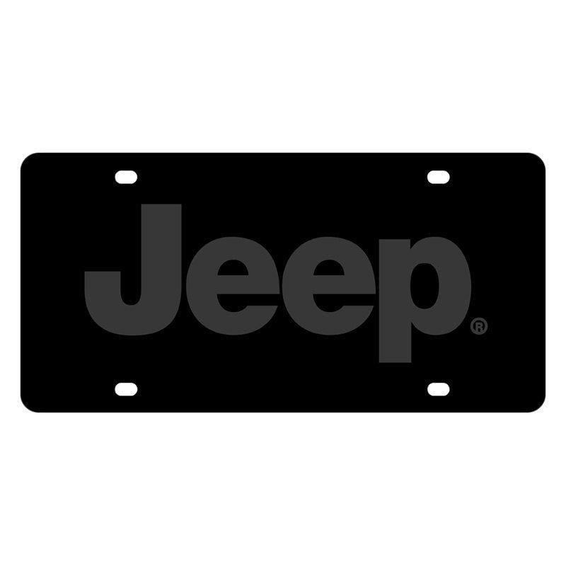 Black Jeep Logo - Eurosport Daytona® 3418-7 - MOPAR Black License Plate with Black ...