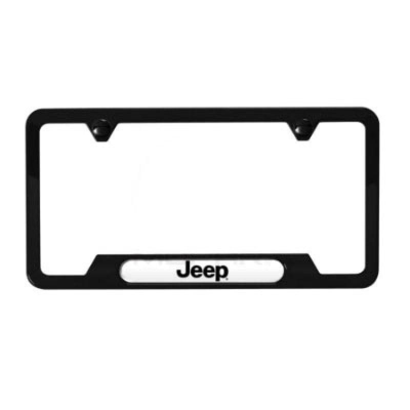Black Jeep Logo - MOPAR License Plate Frame, Satin Black, Jeep Logo, 2 Top Holes