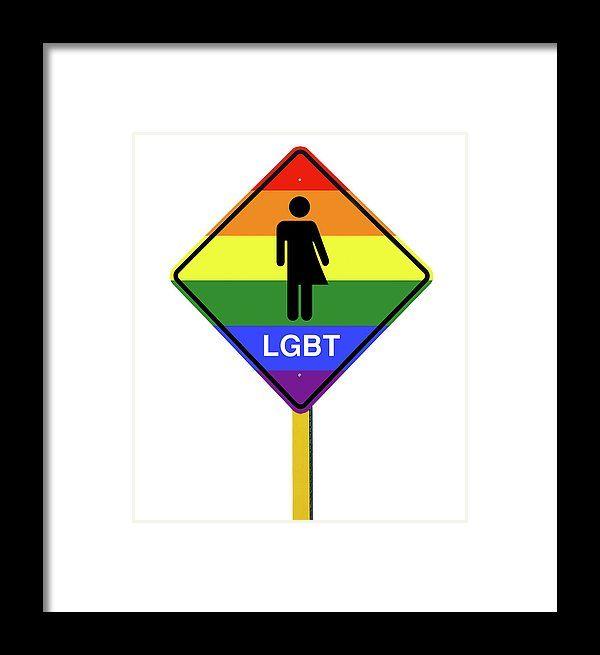 LGBT Triangle Logo - Lgbt Logo Caution Road With Rainbow Flag Sign Isolated Framed Print ...