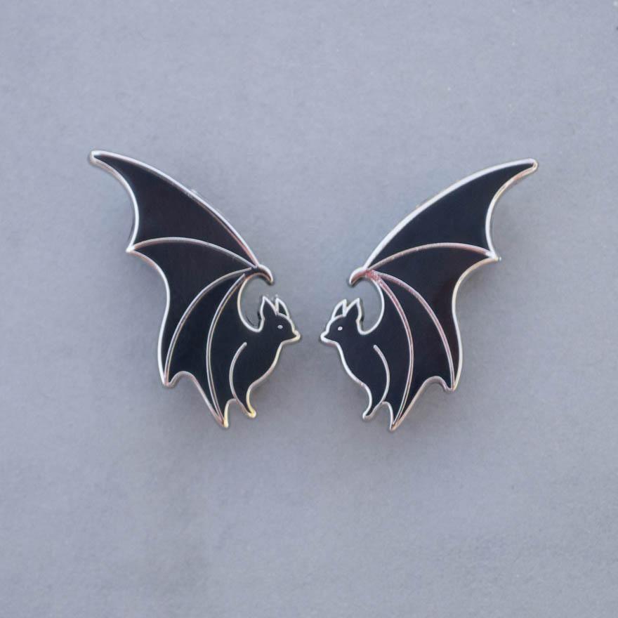 Flying Bat Logo - Flying Bat Collar Pin Set (Black)