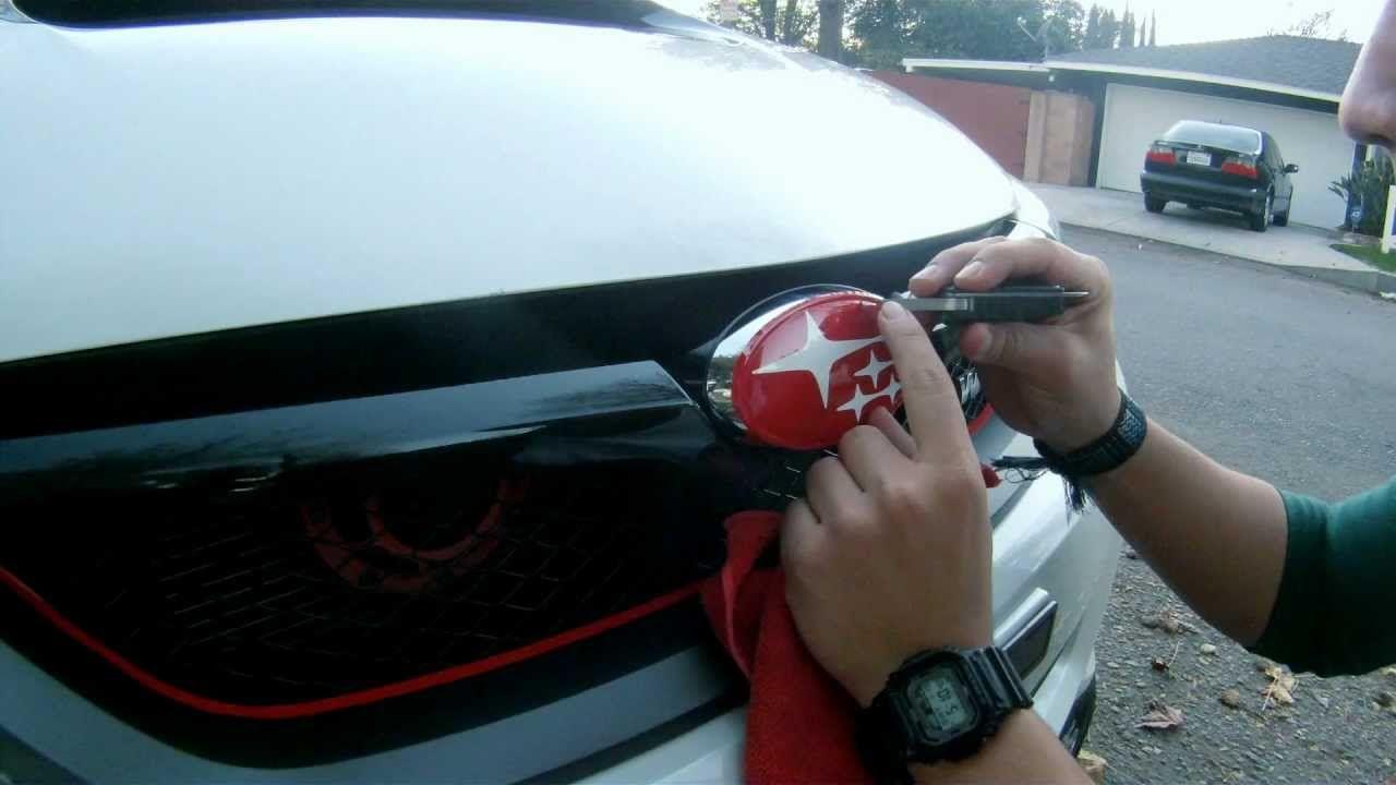 Red Subaru Logo - 2011 WRX - How to install a vinyl emblem overlay - YouTube