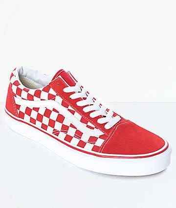 vans red black and white