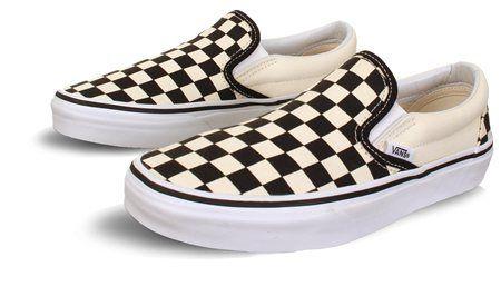 Checkerboard Vans Logo - Vans Black White Checkerboard Classic Slip On Shoes