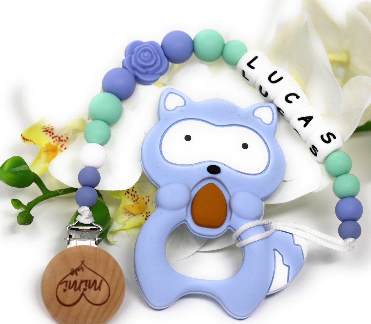 Blue Raccoon Logo - Blue Pacifier Clip | Mimi Baby – MiMiBaby.us