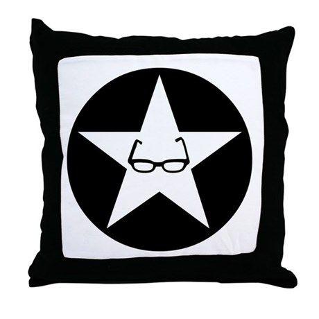 Star in Circle Logo - White Star circle logo w/ glasses Throw Pillow by SpazFans