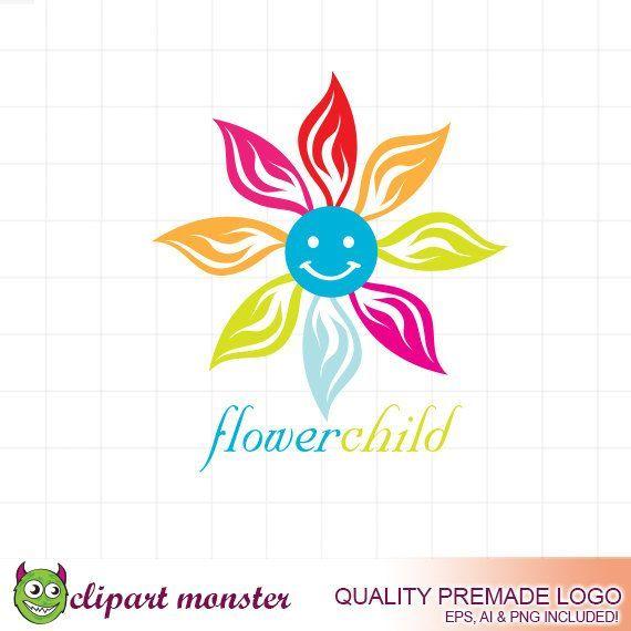 Hippie Flower Logo - flower child logo design premade flower logo