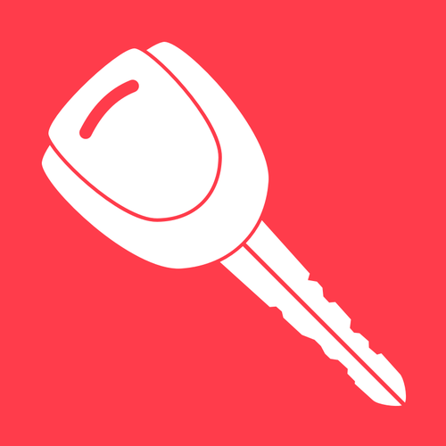Red Key Logo - Vector illustration of red vehicle door key logo. Public domain vectors