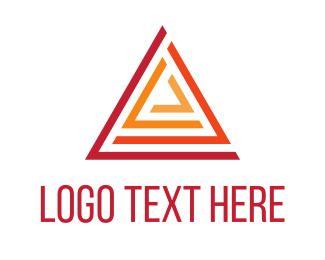 Red Orange Triangle Logo - Flat Logo Maker | BrandCrowd