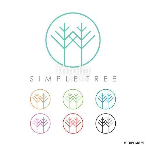 Tree in Circle Logo - Simple Logo of a Tree Circle Outline Design Vector