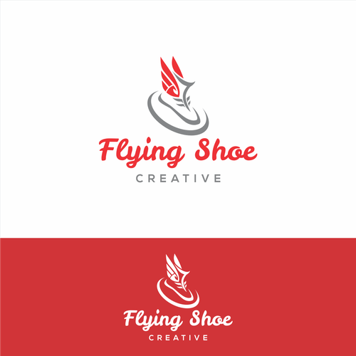 Red Flying Shoe Logo - Logo of Shoe (boot, sneaker, etc) with Wings for digital marketing ...