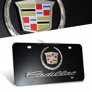 3D Cadillac Logo - New CADILLAC Logo 3D Front Black Stainless Steel License Plate Frame ...