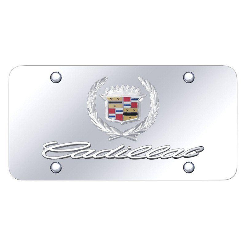 3D Cadillac Logo - Autogold® D.CAD.CC License Plate with 3D Chrome Cadillac