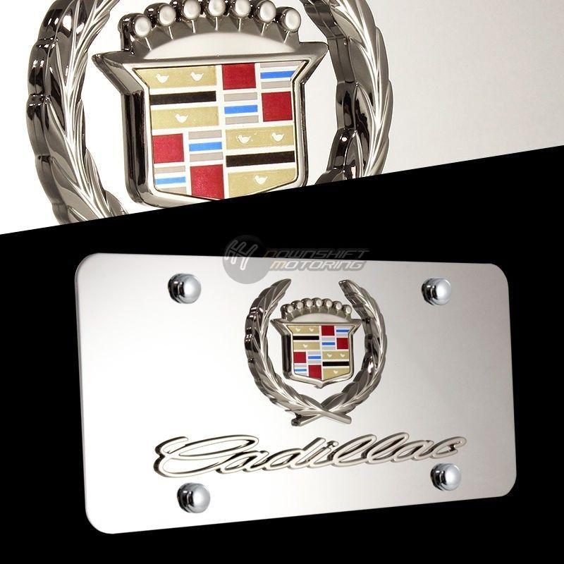 3D Cadillac Logo - NEW 3D CADILLAC Logo Front Mirror Stainless Steel License Plate ...