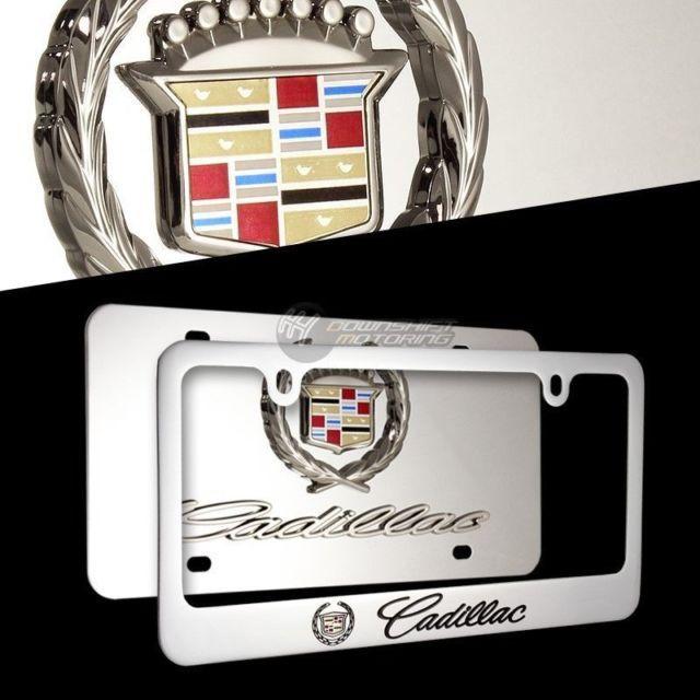3D Cadillac Logo - 3D Cadillac Logo Stainless Steel License Plate Frame 2pcs Front