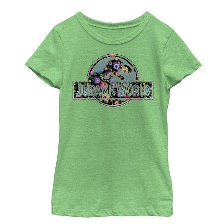 Hippie Flower Logo - Jurassic World World Girls' Hippie Flower Logo T Shirt