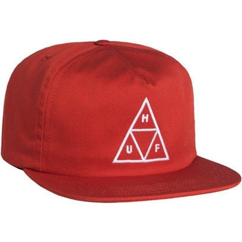 Red Triangular Logo - HUF Flat Brim Triangular Logo Red Snapback Cap: Shop Online at