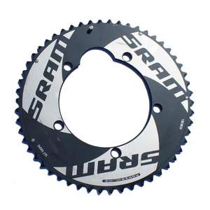 Red Saw Blade TT Logo - Sram Team TT - 130bcd - Road outer chainring - Black ...