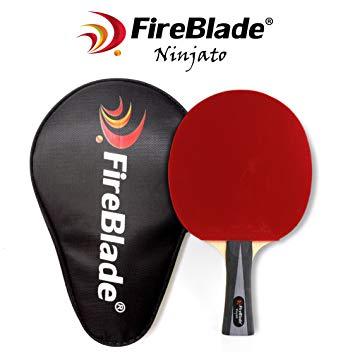 Red Saw Blade TT Logo - FireBlade 'Ninjato' - Carbon Table Tennis Bat with Case - 5-ply wood ...